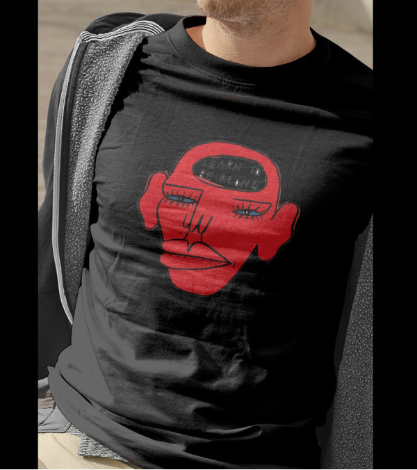 LEARN TO BE ALONE Red Face Sketch T-Shirt