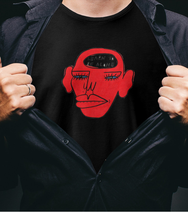 LEARN TO BE ALONE Red Face Sketch T-Shirt