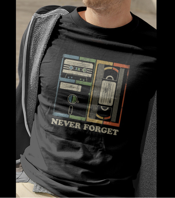Never Forget Vintage Cassette Floppy VHS Funny Geek T-Shirt