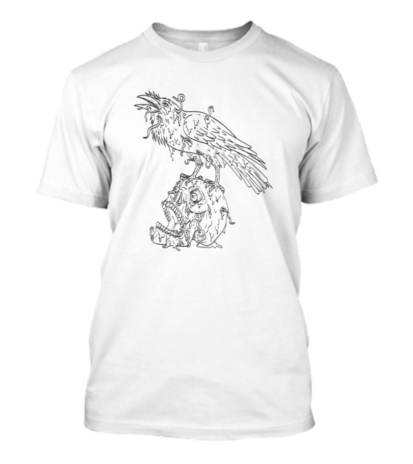 Raven Perching On Dripping Human Skull T-Shirt