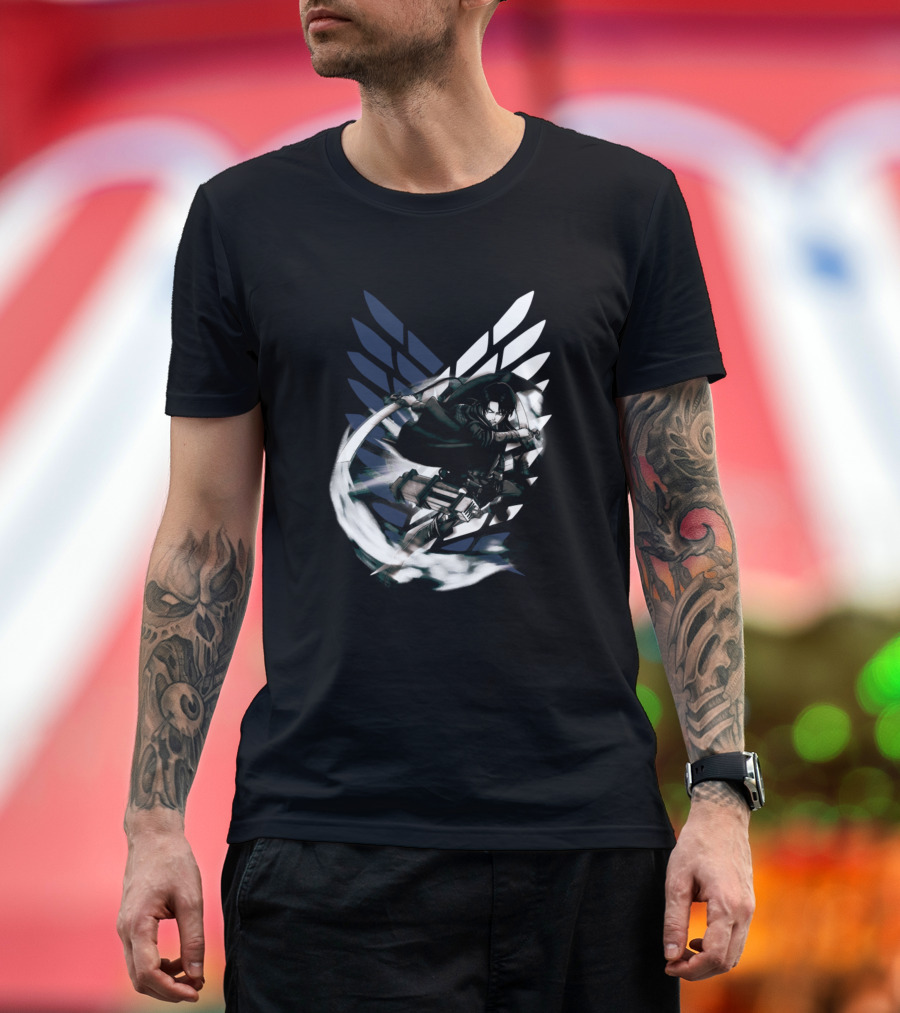 Shingeki No Kyojin Levi Ackerman Survey Corps Wings of Freedom T-Shirt