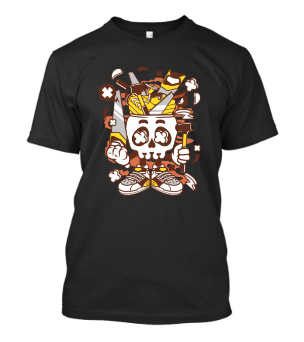 Carpentry Skull With Tools Inspired By Animated Characters Comics T-Shirt