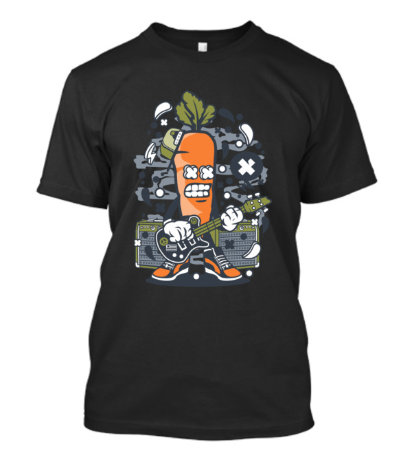 Carrot Rocker Jamming Animated Characters Comics Style Electric Guitar T-Shirt