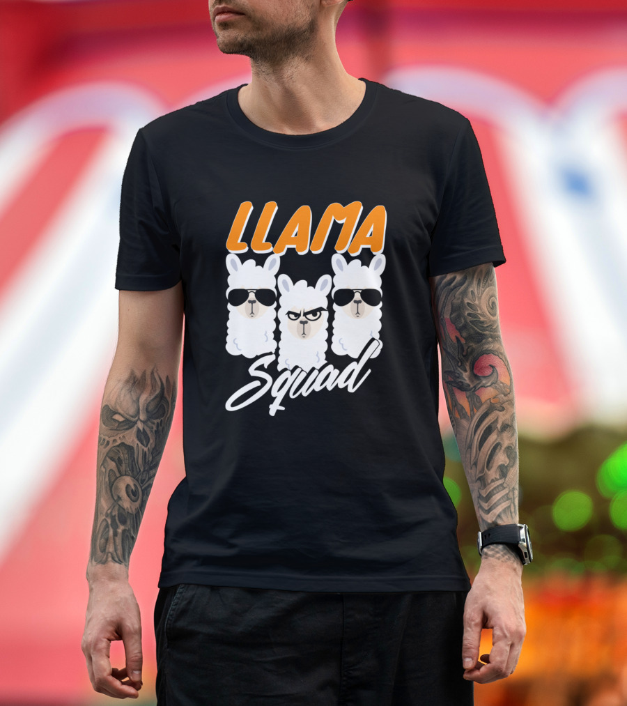 Llama Squad 80S Style Cute Retro Llamas with Sunglasses T-Shirt