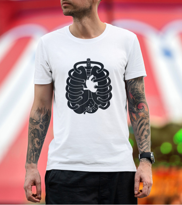 Premium T-Shirt: Hip Hip Hooray Skeleton Bone Anatomy Pun with Rib Embrace T-Shirt Hip Hip Hooray Skeleton Bone Anatomy Pun with Rib Embrace T-Shirt