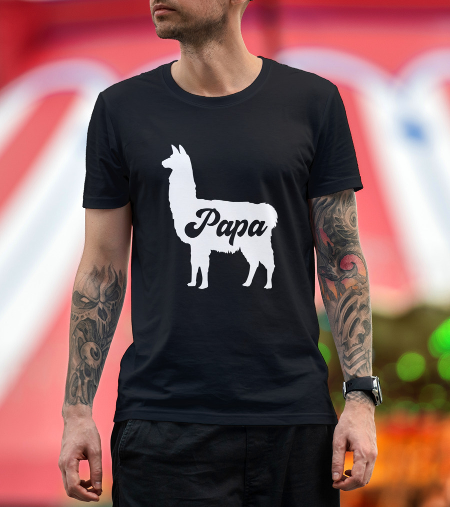 Papa Llama Silhouette with Love R Family T-Shirt
