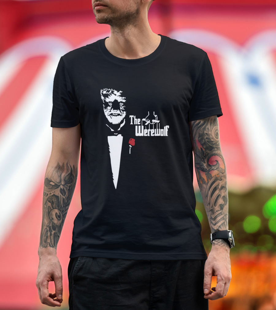 The Werewolf Mafia Boss Tuxedo Face Silhouette with Rose T-Shirt
