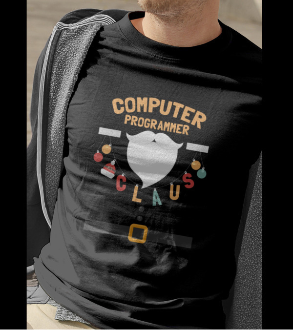 Computer Programmer Claus Santa Beard Ornaments Christmas T-Shirt