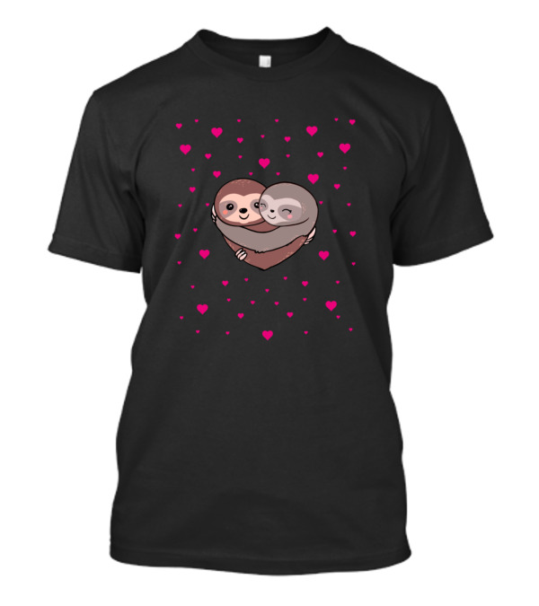 Sloth Lover Heart Hug With Mini Red Hearts Embrace T-Shirt