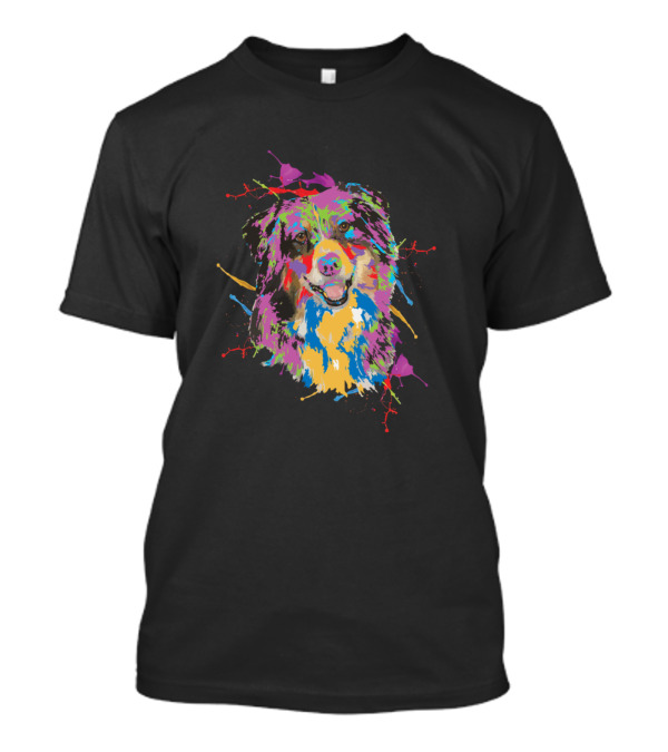 Australian Shepherd Aussie Puppy Dog Colorful Splash T-Shirt