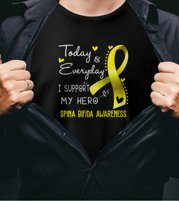 Today And Everyday I Support My Hero Spina Bifida Awareness T-Shirt
