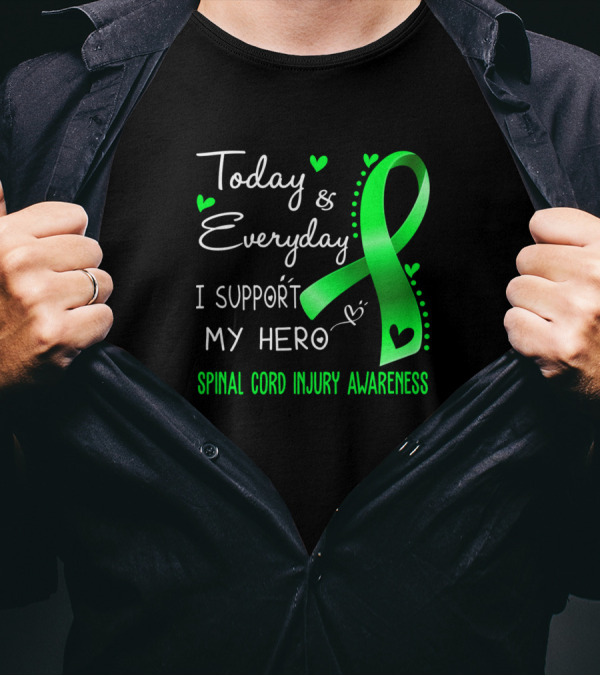 Today Everyday I Support My Hero Spinal Cord Injury Awareness T-Shirt