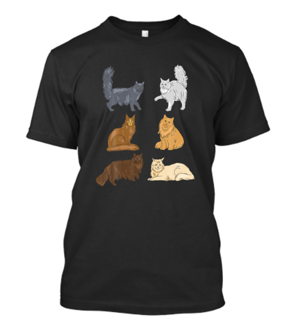 Maine Coon Cat Lover Funny Coffee Enthusiast In Charming Feline Poses T-Shirt