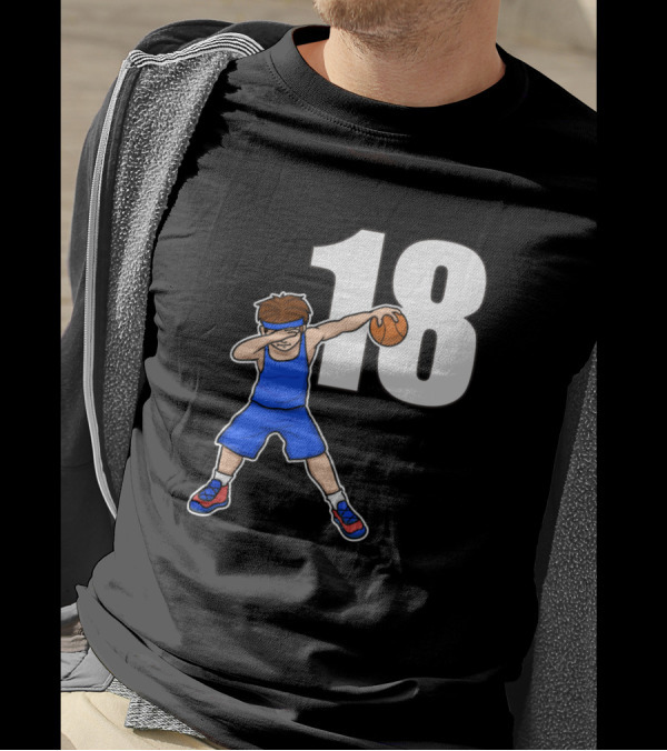 Basketball Player Baller Number 18 Dabbing Pose T-Shirt