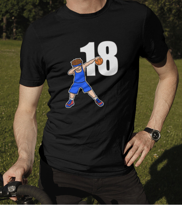 Basketball Player Baller Number 18 Dabbing Pose T-Shirt