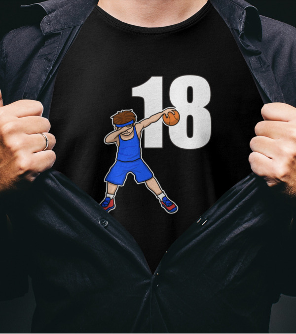 Basketball Player Baller Number 18 Dabbing Pose T-Shirt