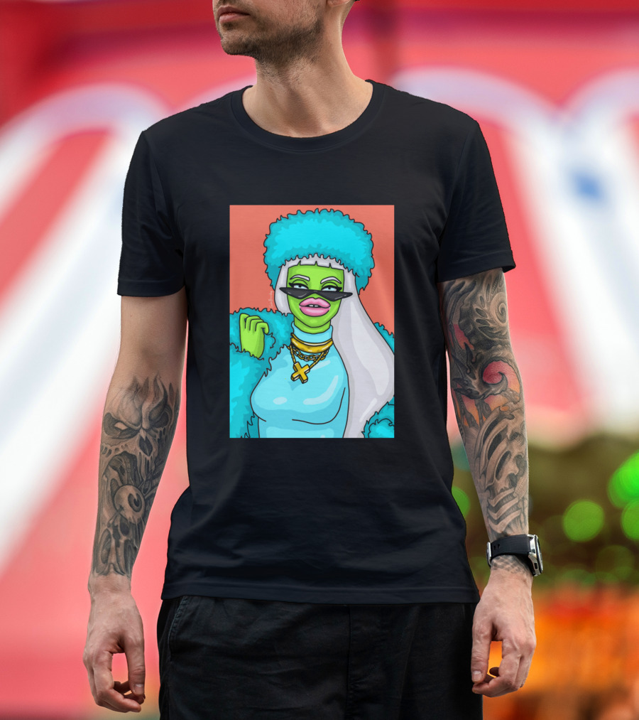 Boujee Green Character with Blue Fur and Chains T-Shirt