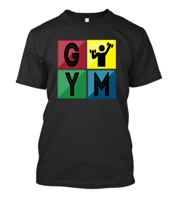 GYM Iconic Retro Style Color Block Four Squares T-Shirt