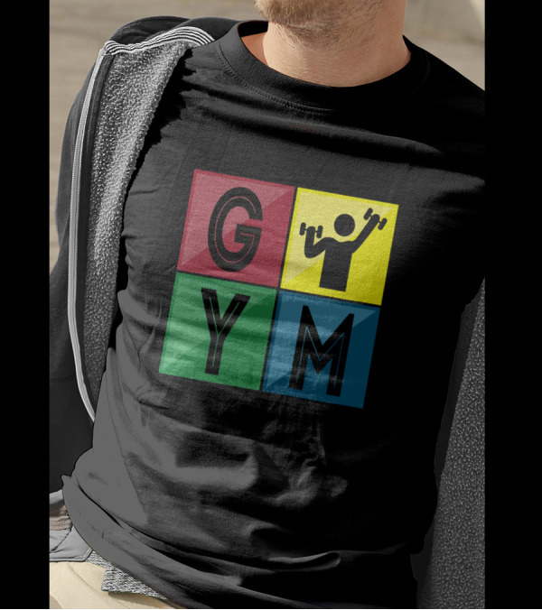 GYM Iconic Retro Style Color Block Four Squares T-Shirt