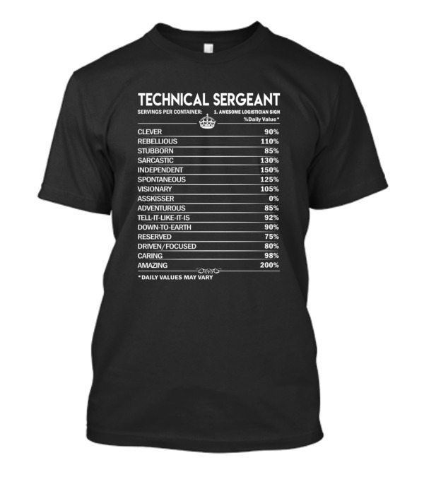 Technical Sergeant Fact Clever Sarcastic Independent Spontaneous Logician Sign T-Shirt
