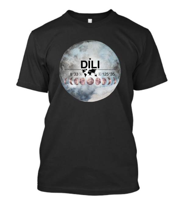Dili Timor Leste 8°33'S 125°35'E Watercolor Moon Phases Map T-Shirt