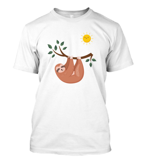 Keep Calm And Live Slow Sloth Hanging On Tree Branch With Sun T-Shirt