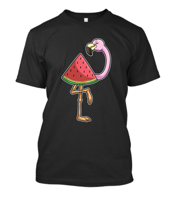 Flamingo Watermelon Slice With Seeds Hybrid T-Shirt