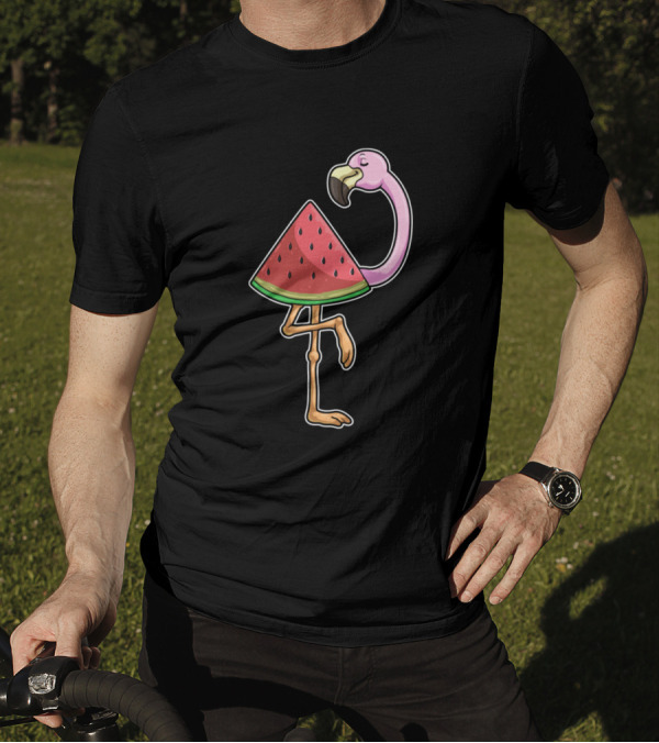 Flamingo Watermelon Slice With Seeds Hybrid T-Shirt