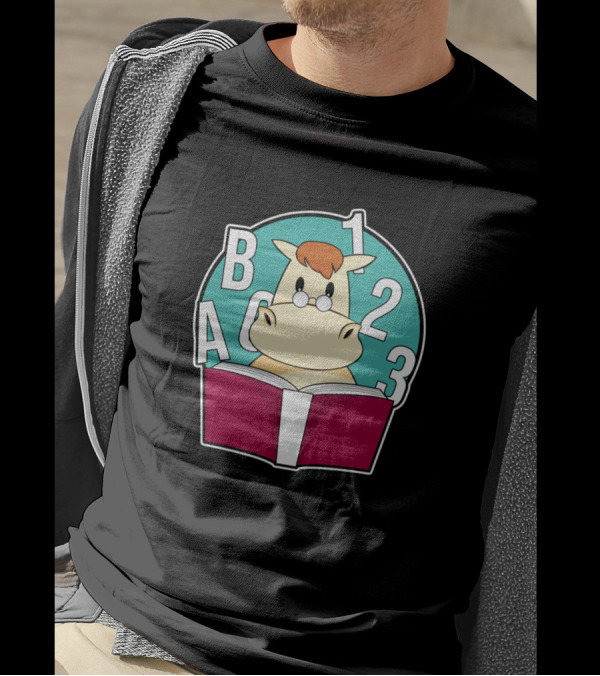 ABC 123 Horse Nerd With Glasses And Book T-Shirt