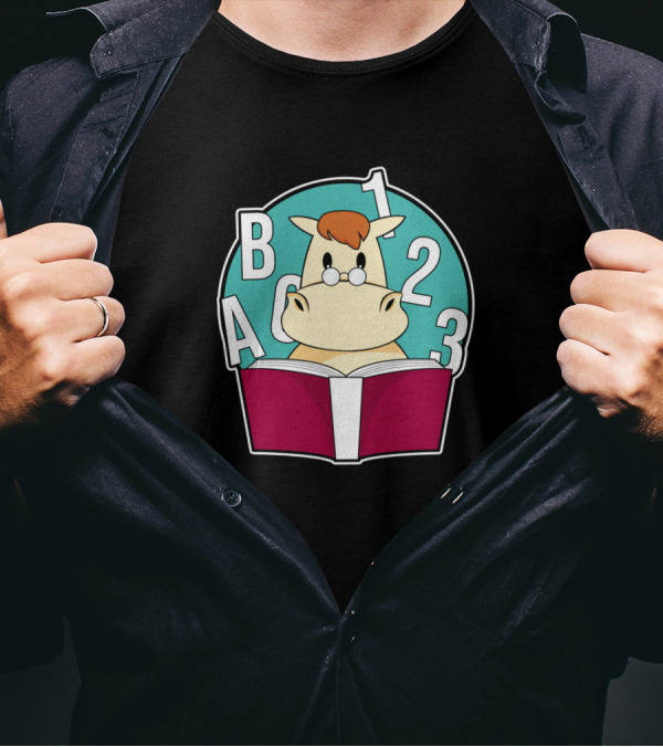 ABC 123 Horse Nerd With Glasses And Book T-Shirt