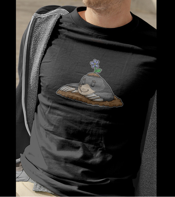 Sleeping Mole Resting On Molehill With Flower T-Shirt