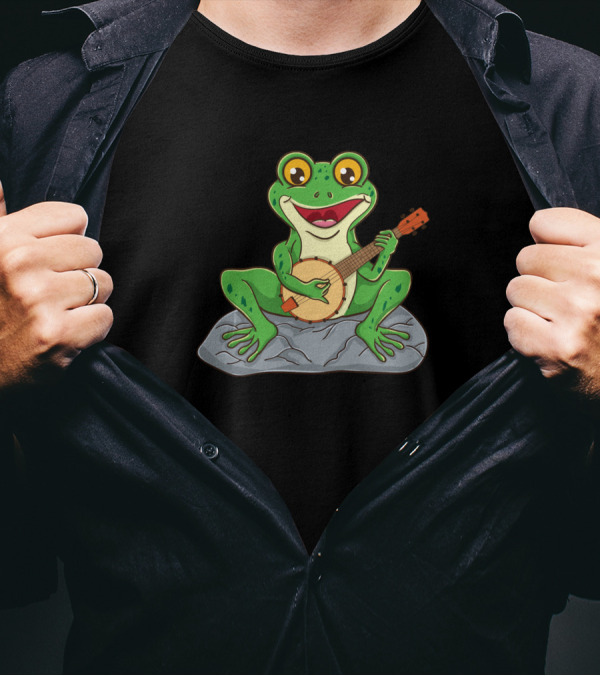 Frog Playing Banjo For Banjo Player Class Music Lovers T-Shirt
