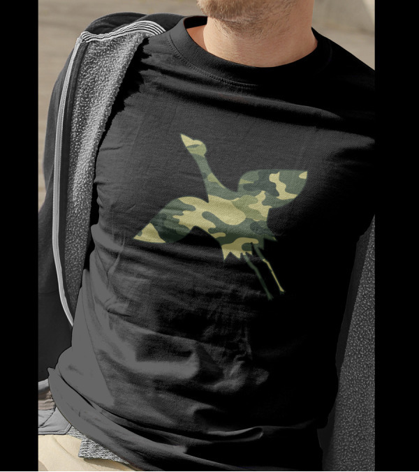 Military Crane Camo Men Print US Wader Bird Veteran Camo T-Shirt