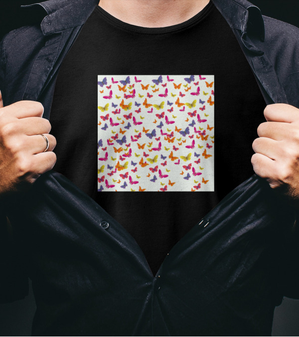 Colorful Butterfly Pattern Multicolored Combo T-Shirt