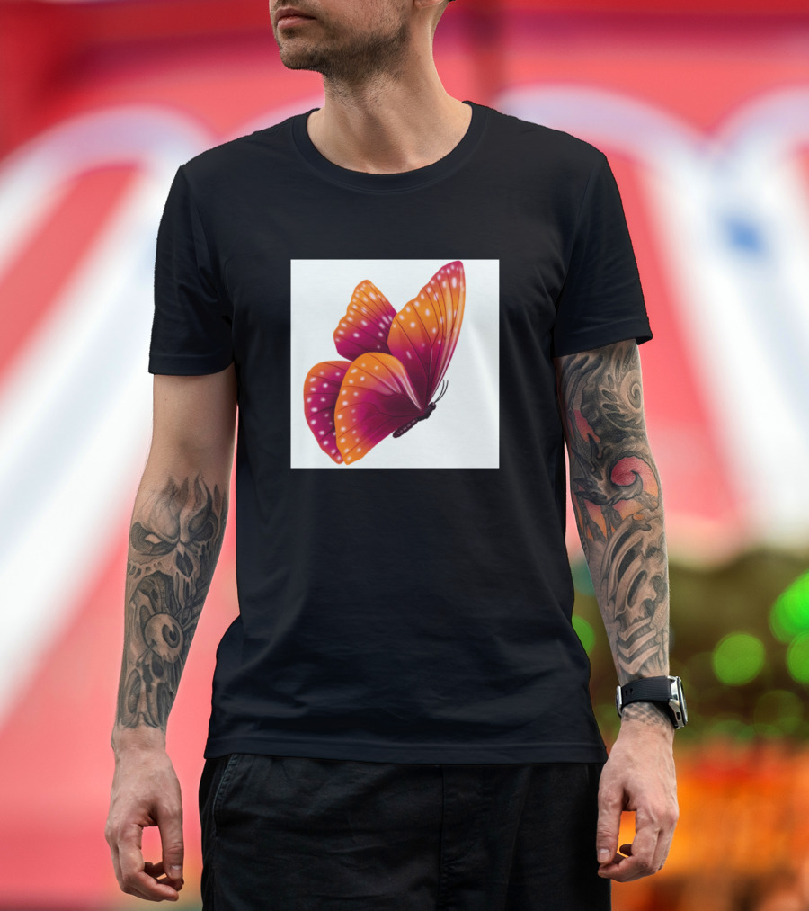 Purple Orange White Butterfly T-Shirt
