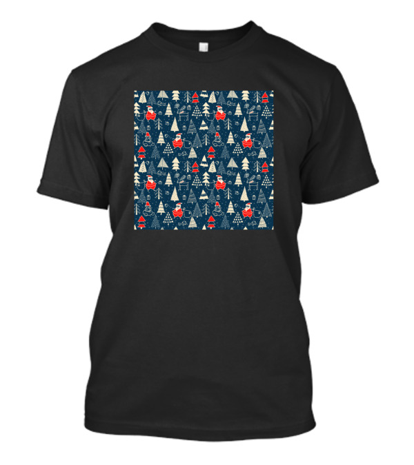 Christmas Santa Clauses And Winter Trees T-Shirt