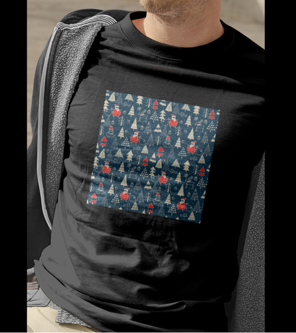 Christmas Santa Clauses And Winter Trees T-Shirt