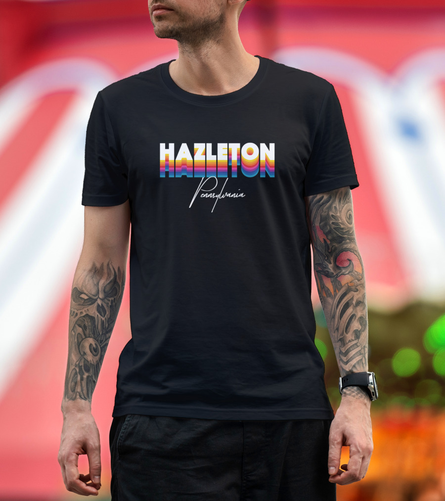 Hazleton Pennsylvania Retro Vintage Clothing Rainbow Letters T-Shirt