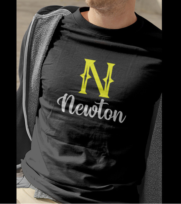Newton N Initial Bold Yellow Typography T-Shirt