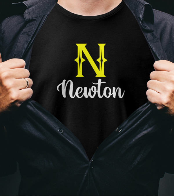 Newton N Initial Bold Yellow Typography T-Shirt