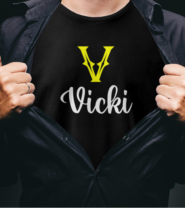 Vicki V Letter Graphic Typography T-Shirt
