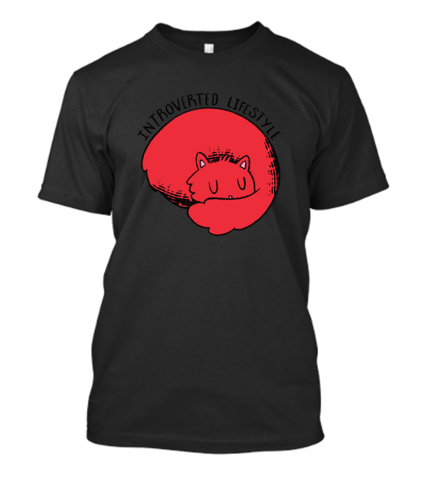 Introverted Lifestyle Sleeping Cat Cartoon T-Shirt