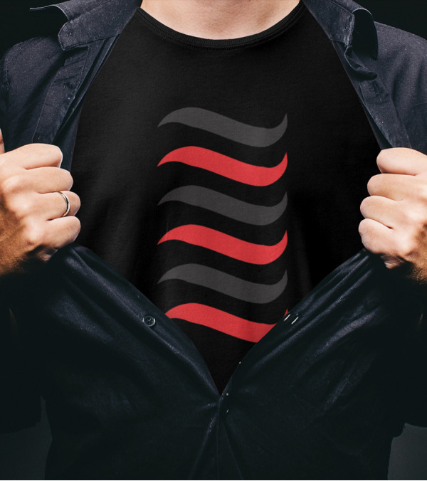 Playful Red And Black Wavy Lines T-Shirt