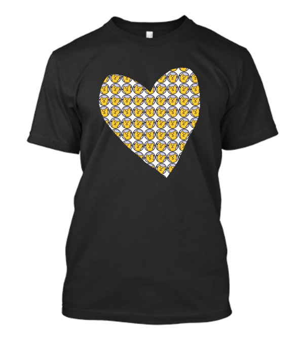 Yellow Cat Faces Heart T-Shirt