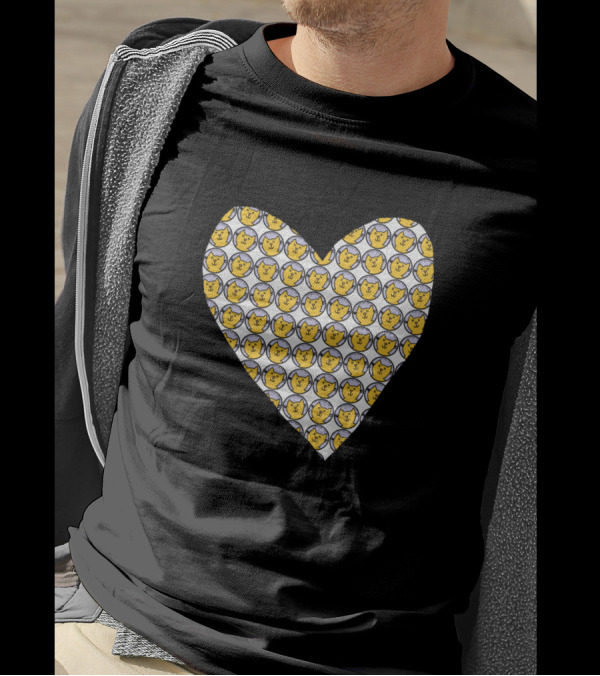 Yellow Cat Faces Heart T-Shirt