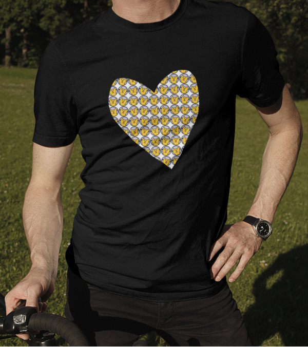Yellow Cat Faces Heart T-Shirt