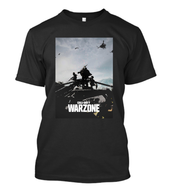 Call Of Duty Warzone Black Vector Parachuting Soldiers And Helicopters T-Shirt