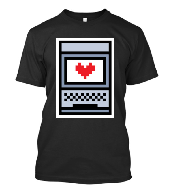 Pixel Computer Screen With Red Heart Retro Gaming T-Shirt