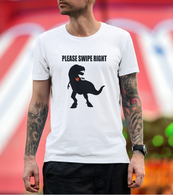 Premium T-Shirt: Please Swipe Right Dinosaur Heart T-Shirt Please Swipe Right Dinosaur Heart T-Shirt
