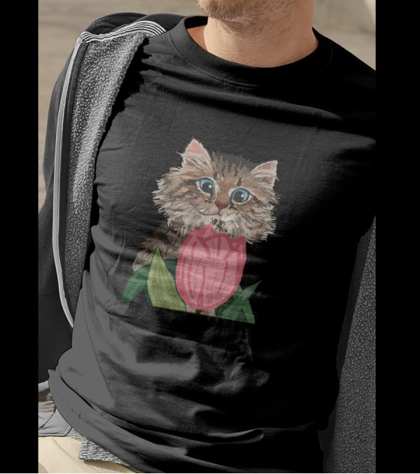 Cat Kitten With Tulip Kitty T-Shirt
